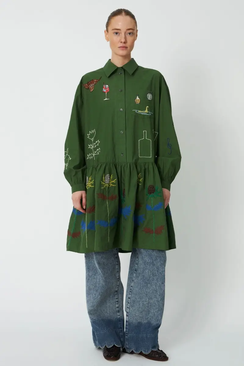 Stella Nova - Small Embroidery Dress Co63-4568 - 250 Green Leaf