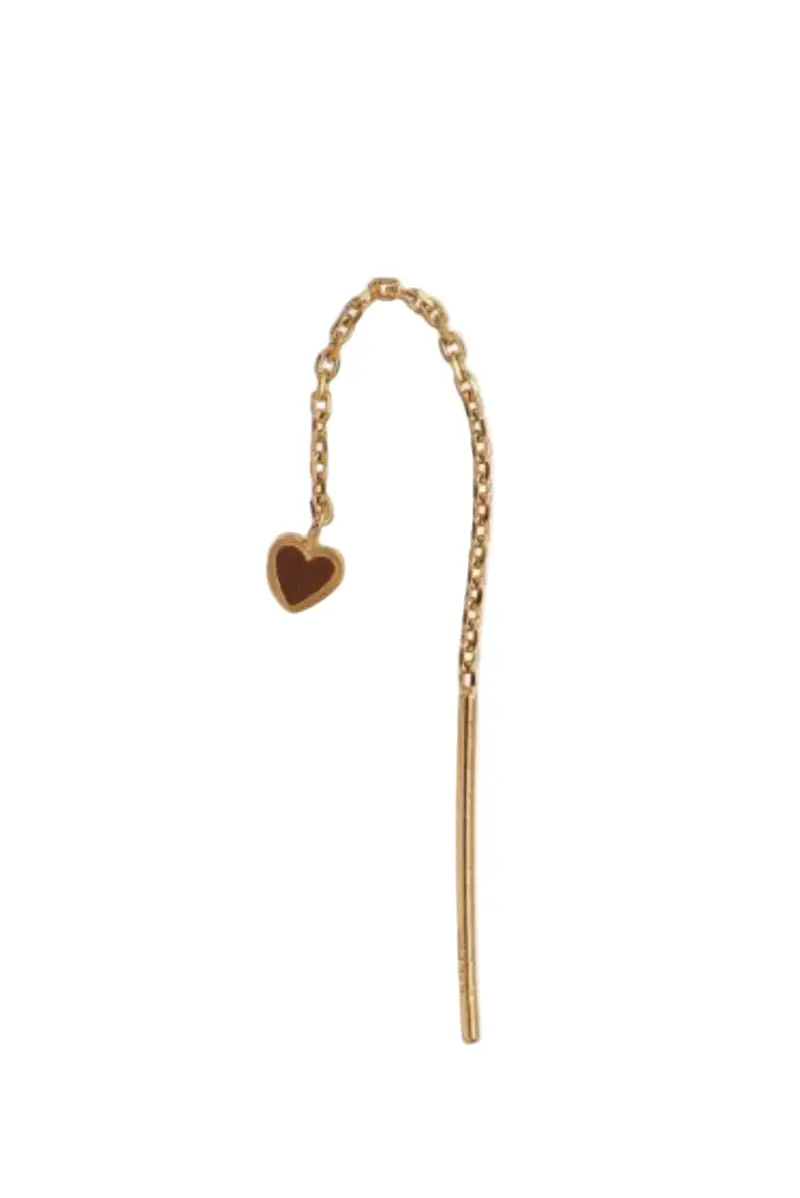 Stine A - Dangling Love Heart Enamel - Mocha - 1364-02-Mocha