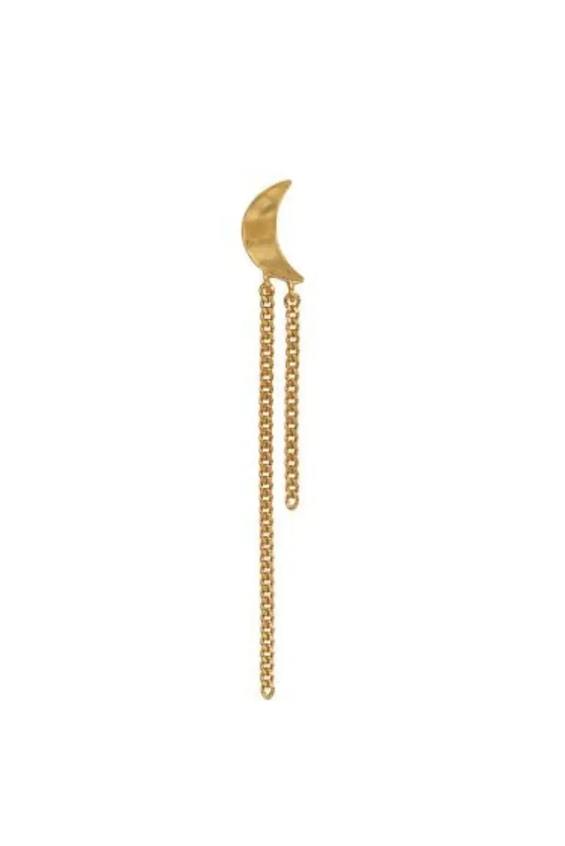 Stine A - Petit Bella Moon Earring With Two Chains - Single - 1415-02-S