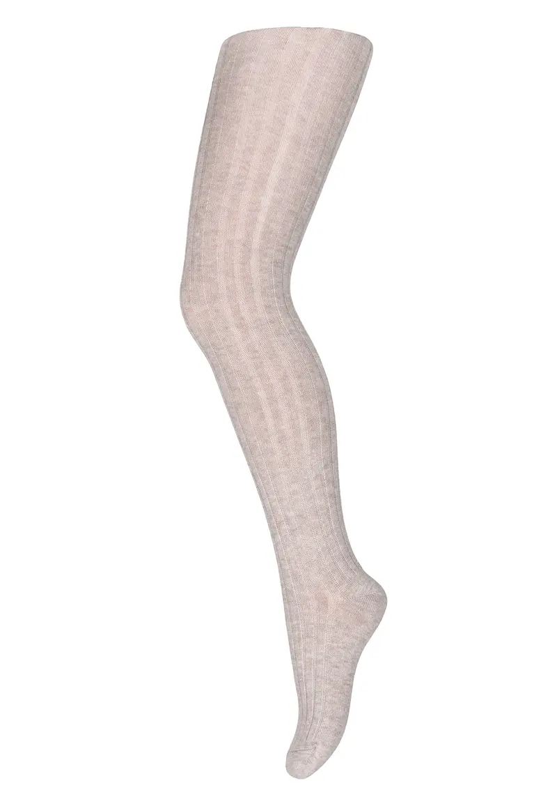 Strømpebukser, cotton rib tights, brown melange