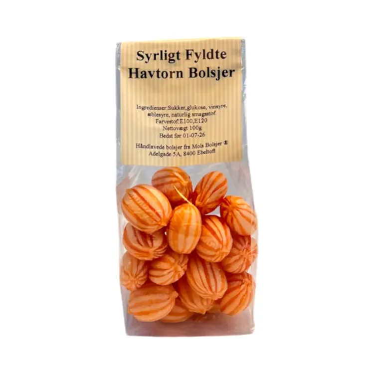 Syrlige Fyldte Havtorn Bolsjer | 100 g | Bolsjer