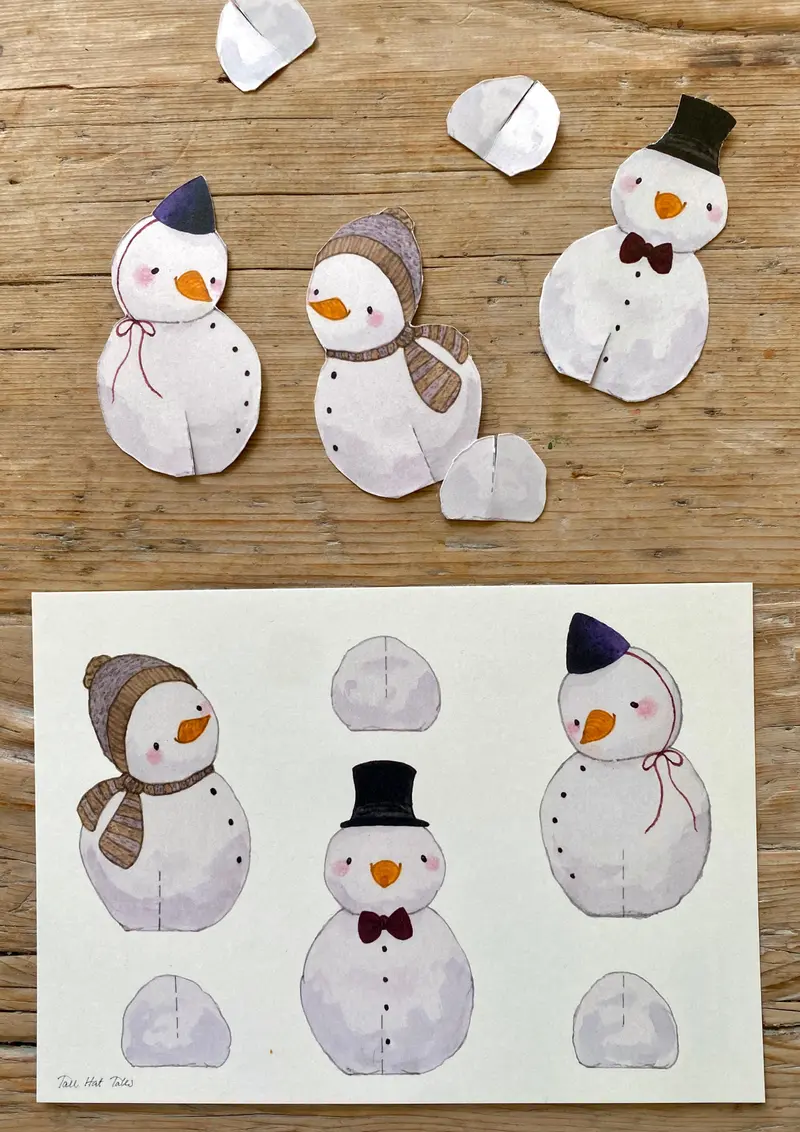 Tall Hat Tales - Hand-painted 3 Snowmen