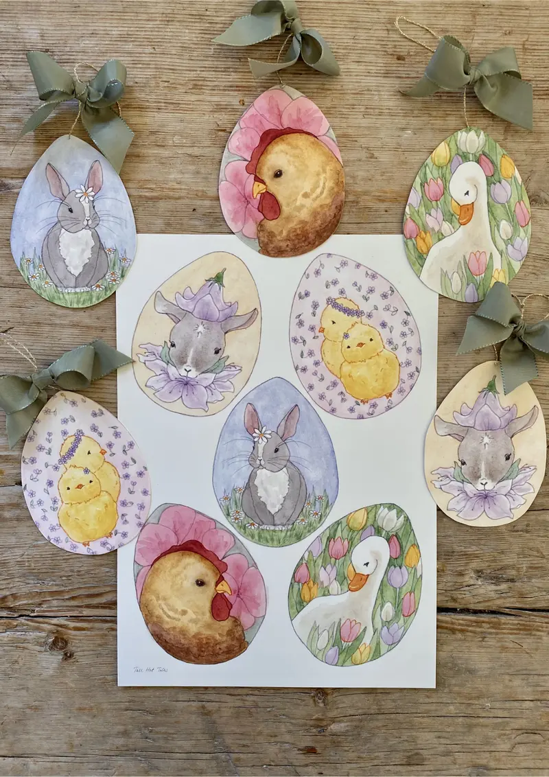 Tall Hat Tales - Hand-painted 5 Easter Eggs