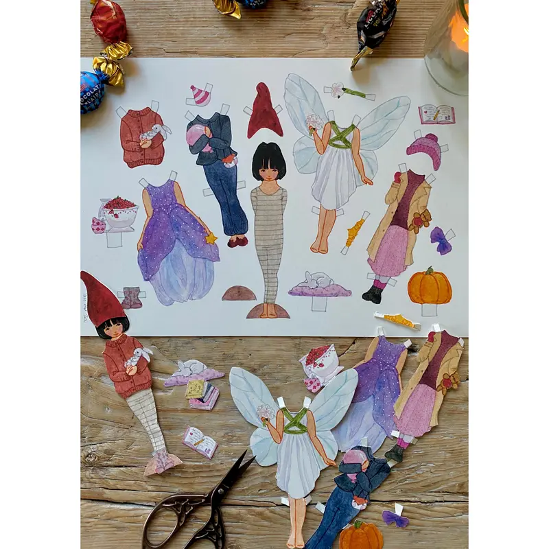 Tall Hat Tales - Hand-painted Dress-up Doll - Mona