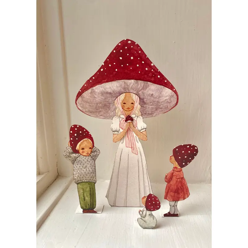 Tall Hat Tales - Hand-painted Mushroom Mom with Children