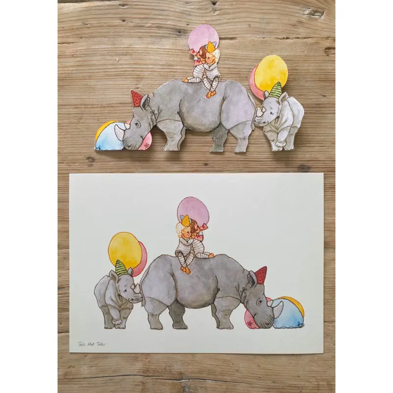 Tall Hat Tales - Hand-painted Rhinoceros
