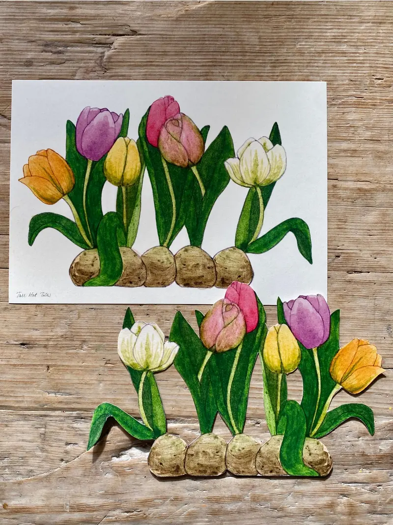 Tall Hat Tales - Hand-painted Tulips