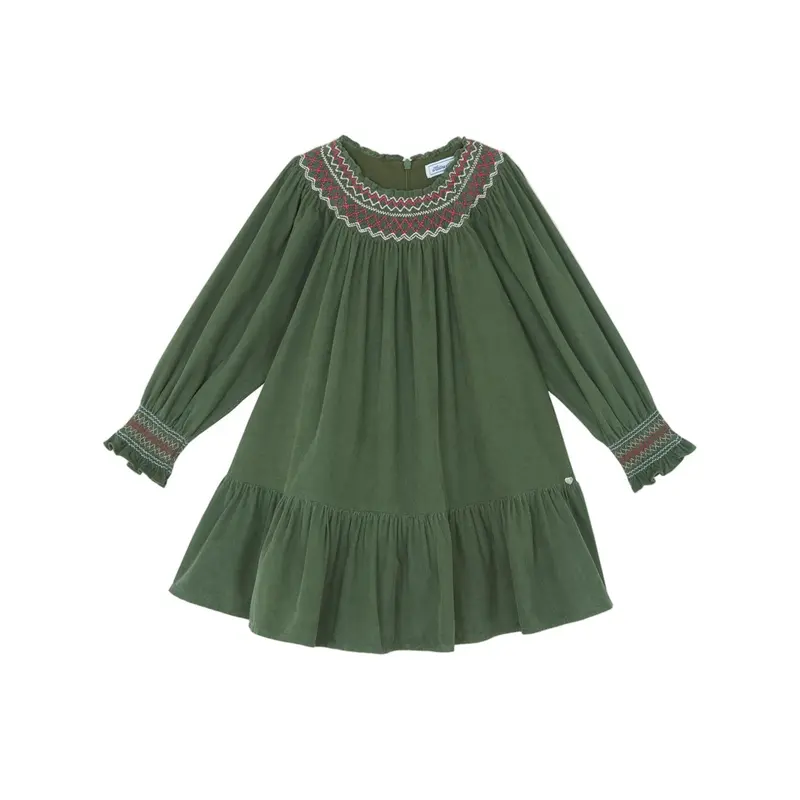 Tartine et Chocolat Velvet Dress - Green