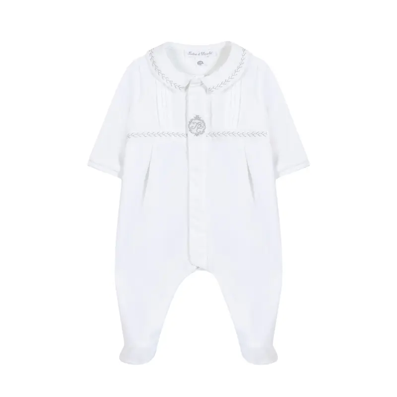 Tartine et Chocolat Velvet Pleated Onesie - White