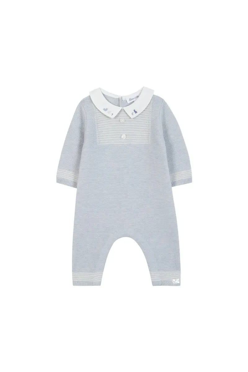 Tartine et Chocolat Wool Onesie - Heather Blue
