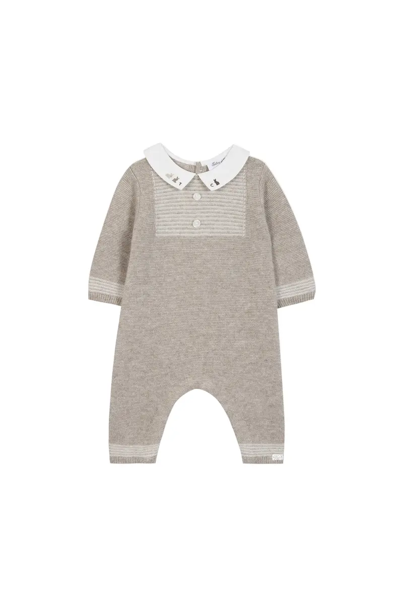 Tartine et Chocolat Wool Onesie - Heather Greige