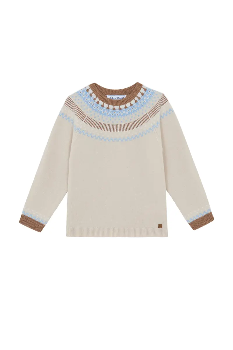 Tartine et Chocolat Wool Sweater - Beige Jacquard