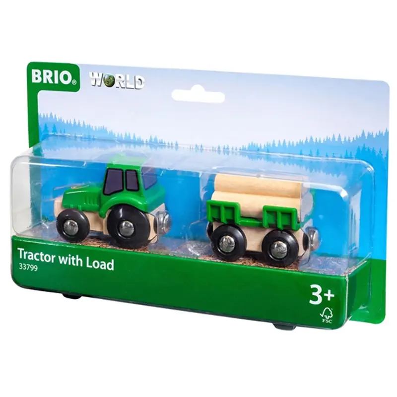 TRAKTOR MED VOGN OG TØMMER