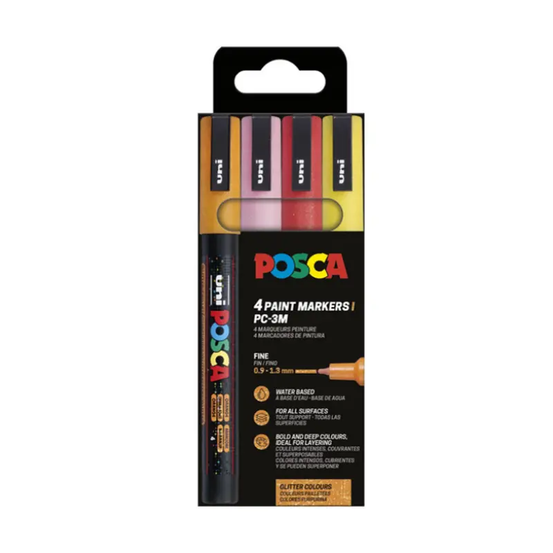 Tuscher, 4-pak, Pink Glitter, 0,9-1,3 mm