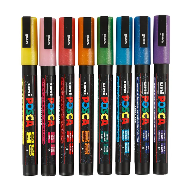 Tuscher, 8-pak, Glitter, 0,9-1,3 mm