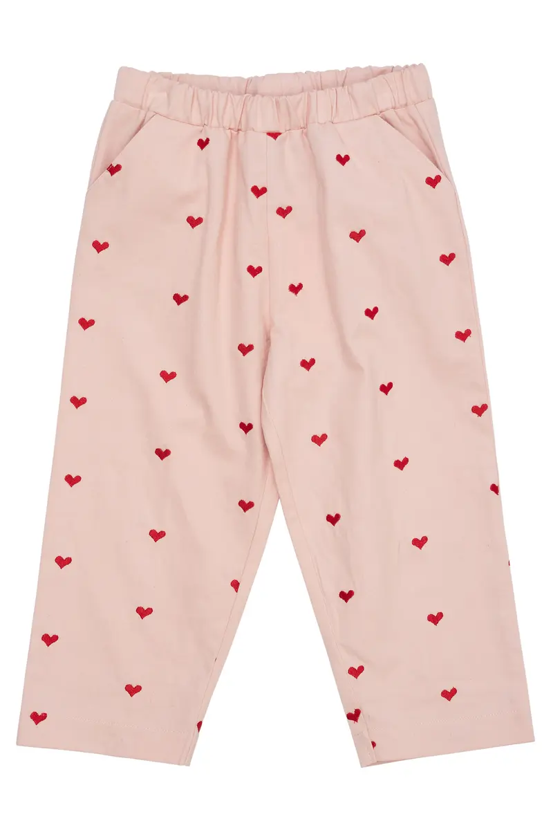 Twill Heart Pants - Dusty Rose