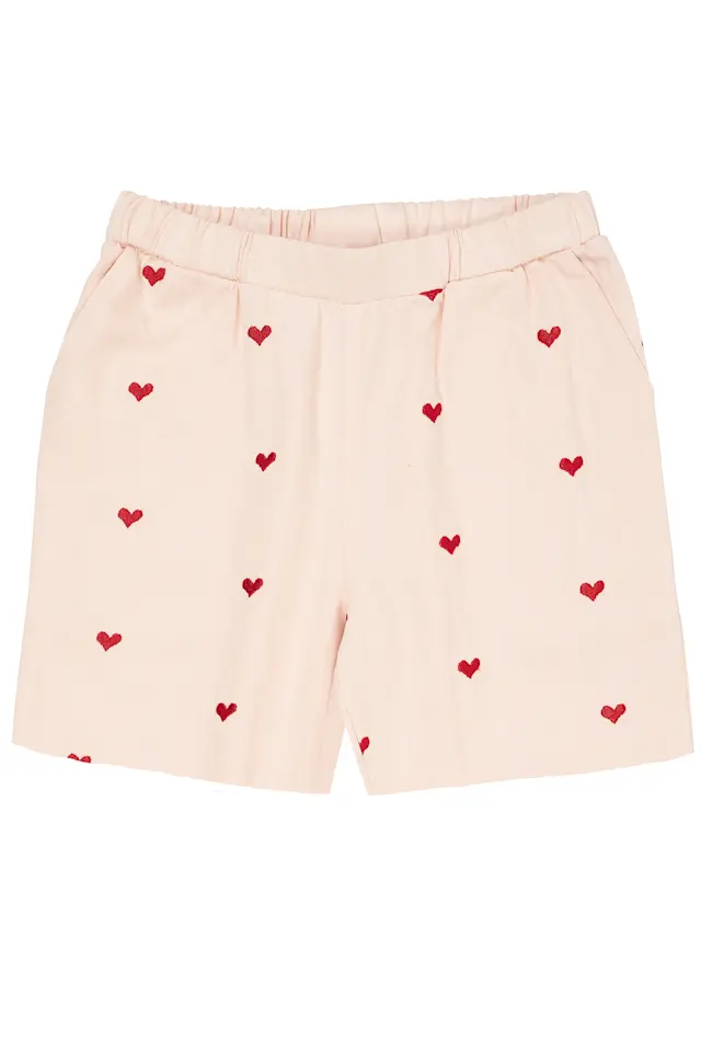 Twill Heart Shorts - Dusty Rose / Berry Hearts