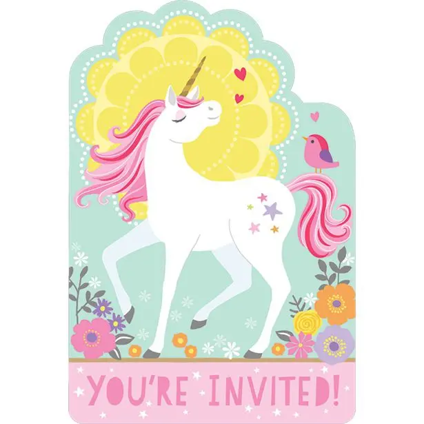 Unicorn fødselsdags invitationer