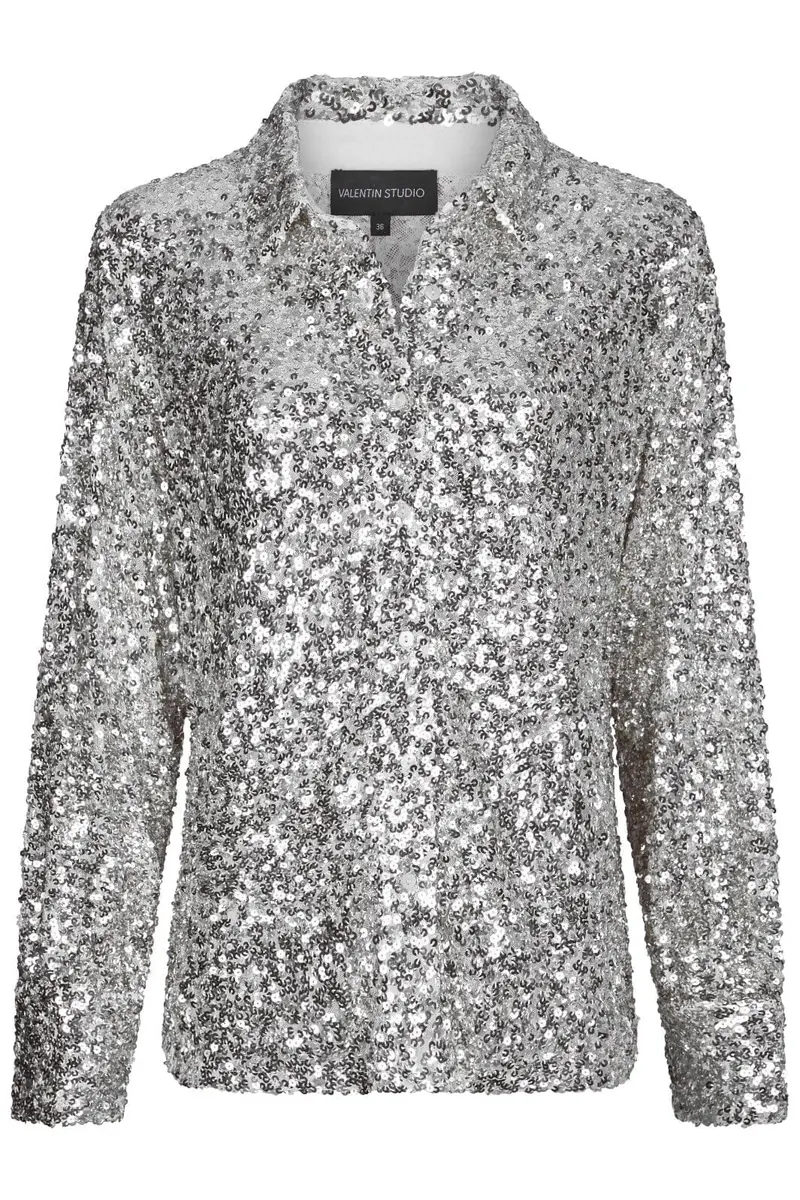 Valentin Studio - Classy Sequins Shirt 163336 - 220 - Silver
