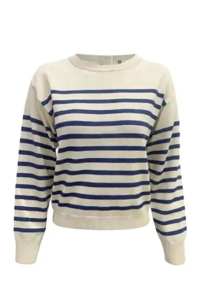 Valentin Studio - Stribe Button Knit Ch171077b - CrèMe/Navy