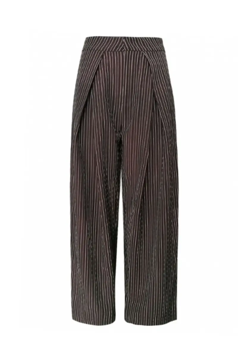 Valentin Studio - Suit Wide Pants Ch155993d - Brown Stripe