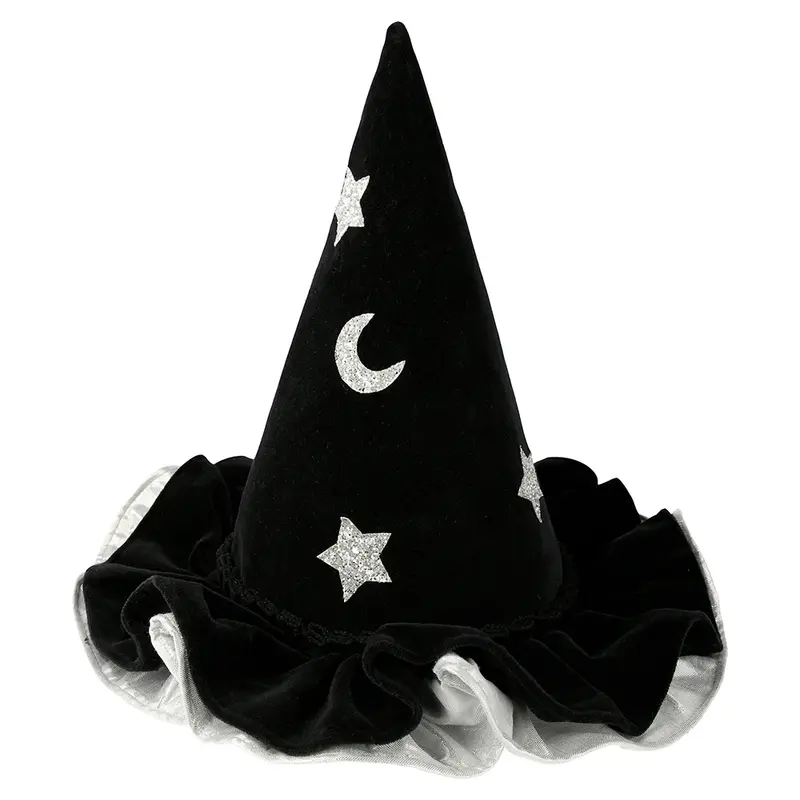 Velourhat, sort med stjerner