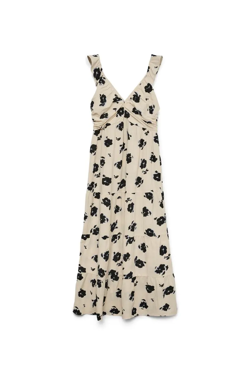 Vero Moda - Vmdicthe Sl Frill Ankle Dress - 4929091 Pumice Stone Alma