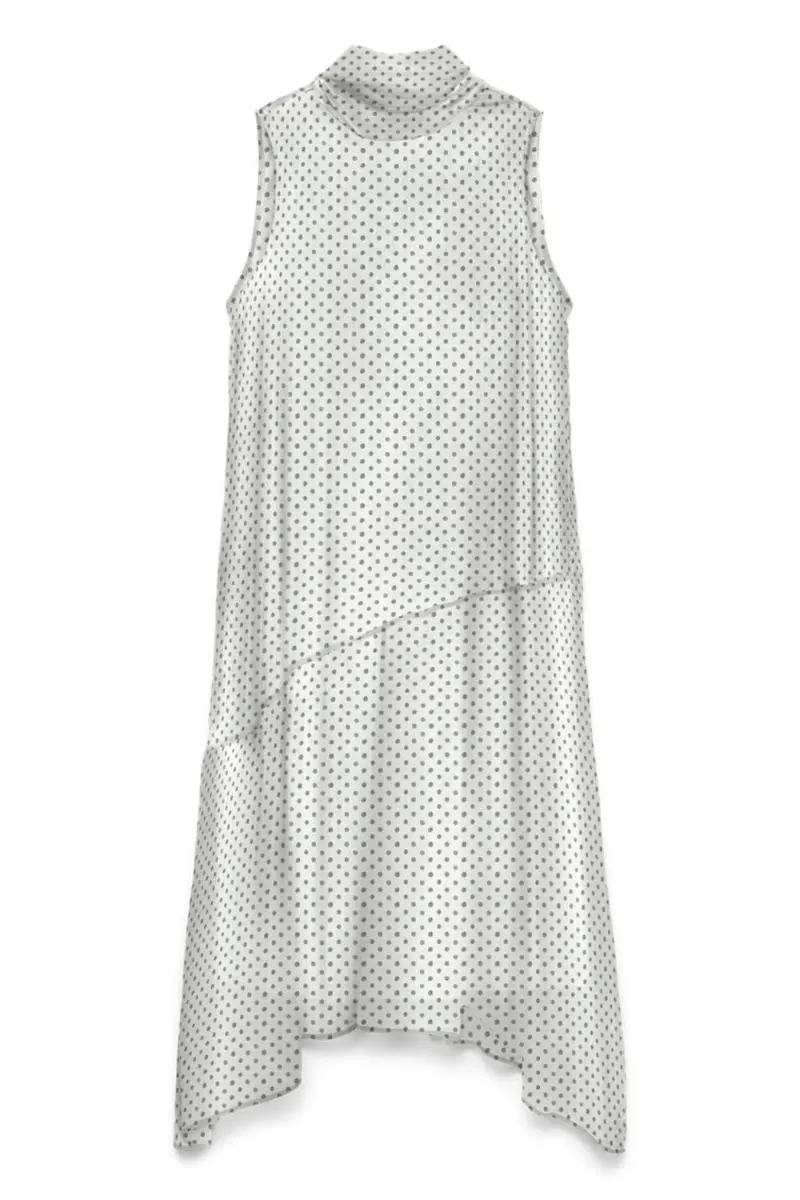 Vero Moda - Vmsmilla Sl Halterneck Long Dress - 5045931 Snow White Dot Black