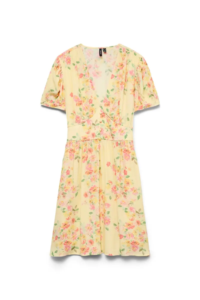 Vero Moda - Vmvilma Holy Ss Short Dress - 5035032 Golden Haze Holly