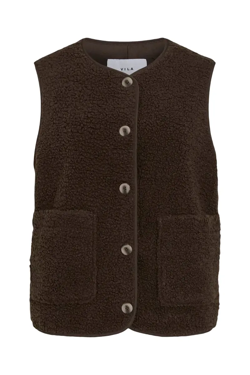 Vila - Viada Teddy Waistcoat - 4889823 Coffee Bean