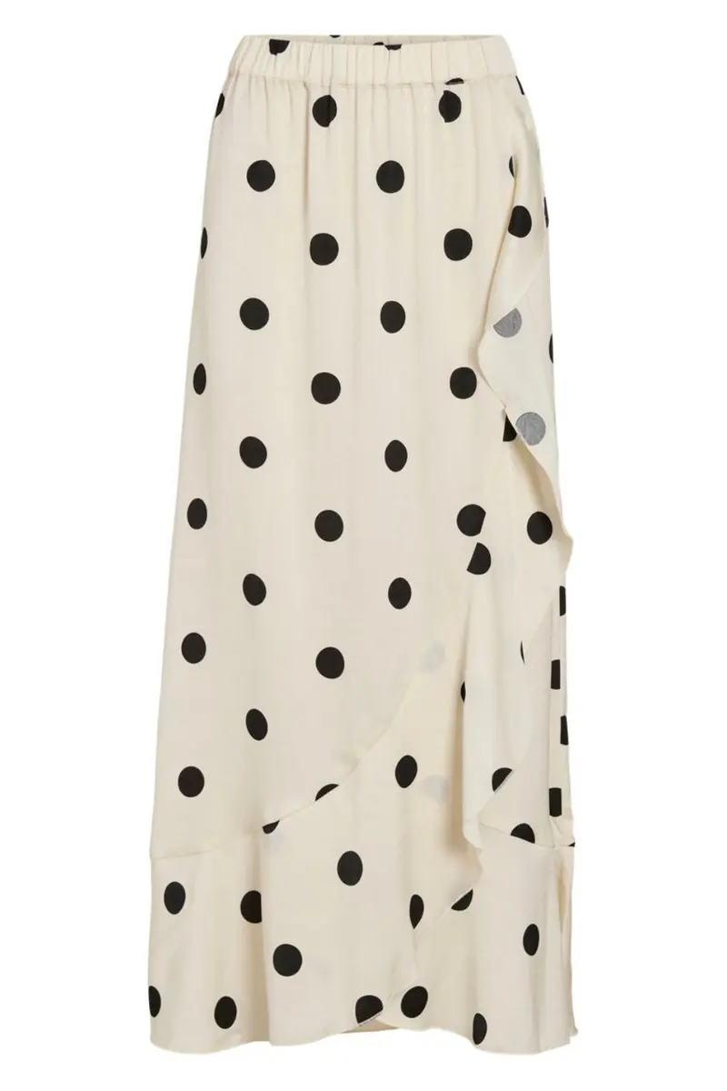 Vila - Viclaire Flounch Ankle Skirt Ro - 5052581 Birch Black Dots
