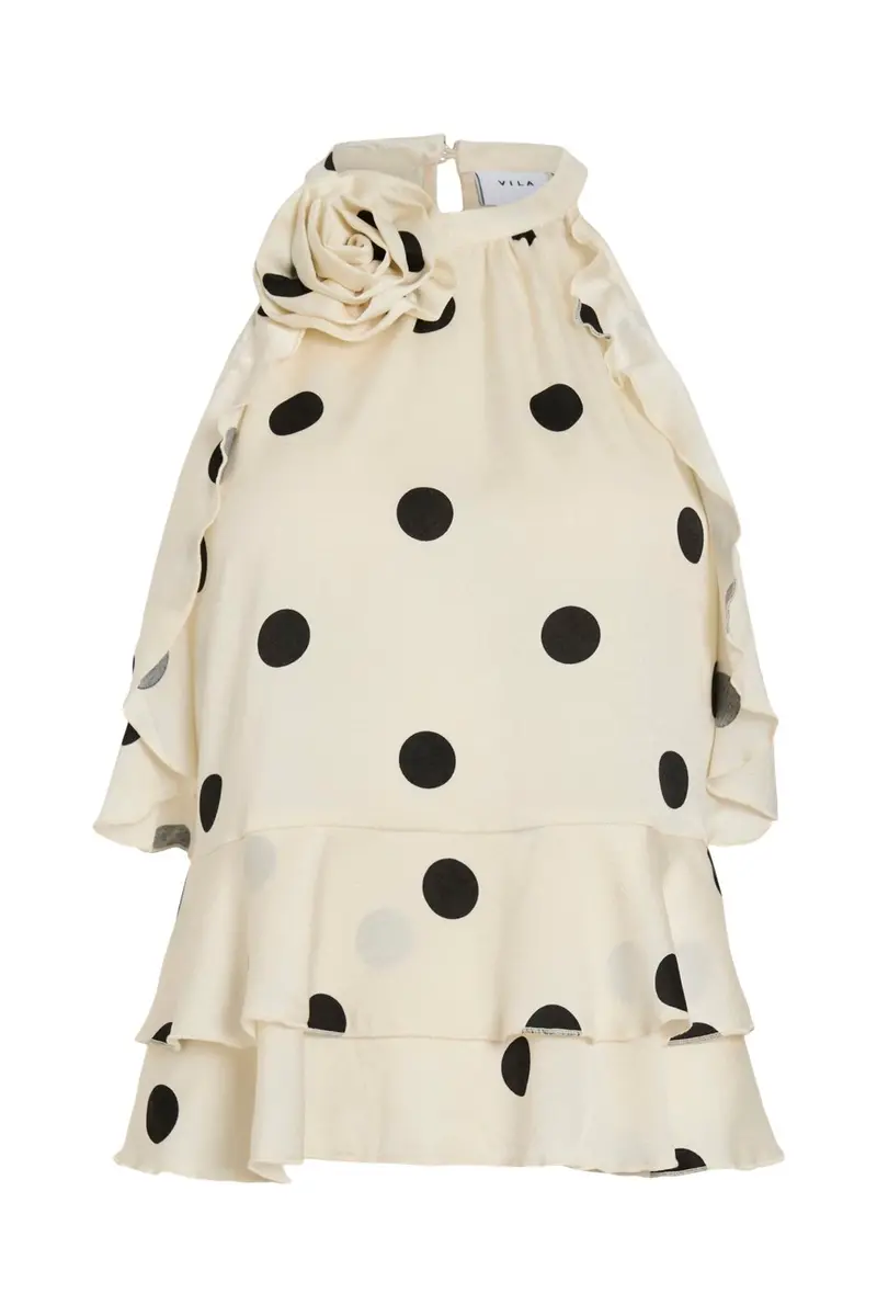 Vila - Viclaire S/L Rose Halterneck Top Ro - 5046744 Birch Black Dots