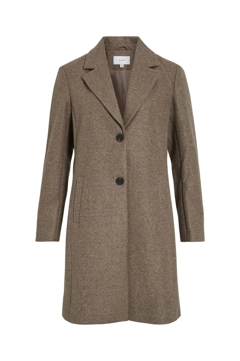 Vila - Viclaudia Button Coat - 4807968 Falcon Melange