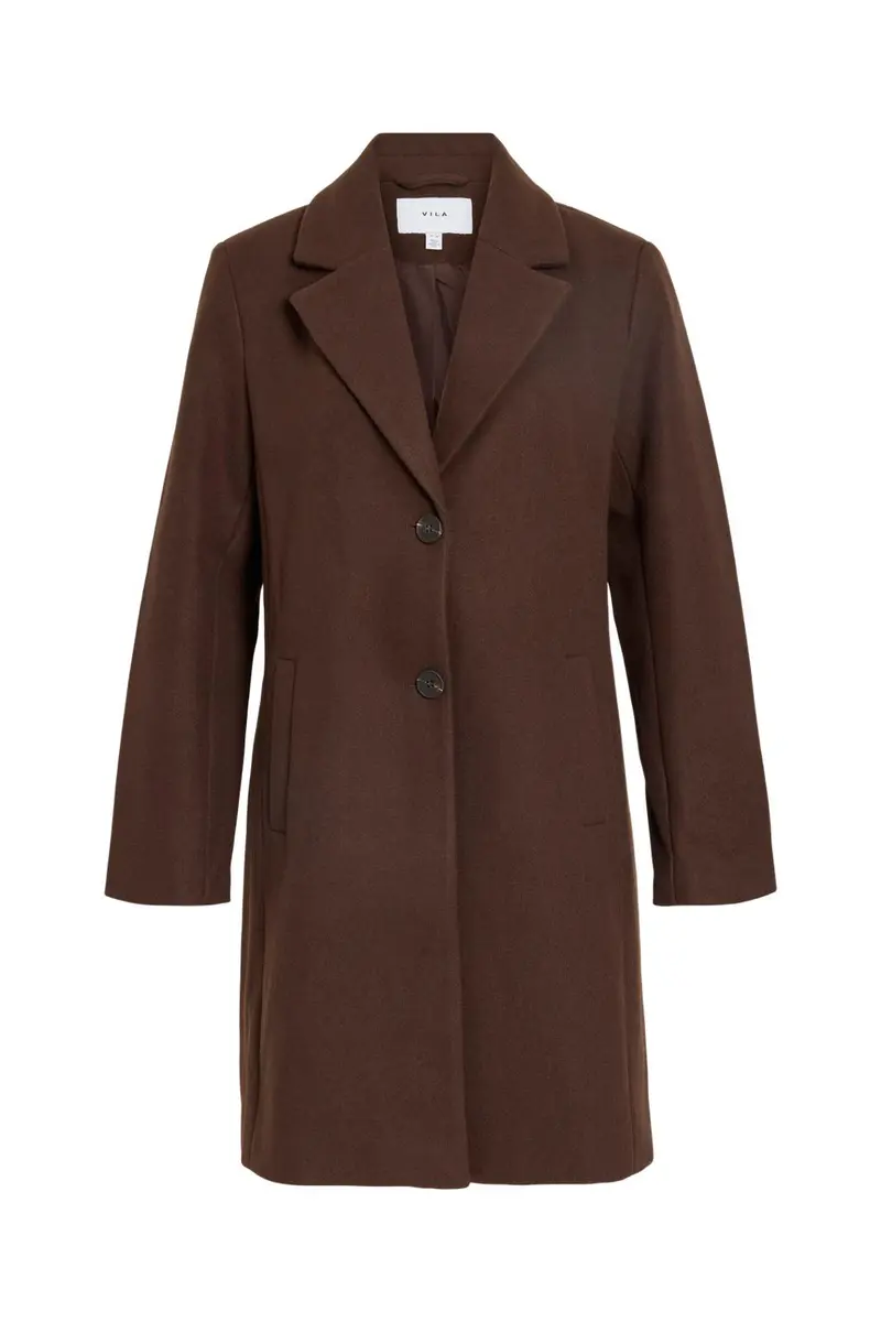 Vila - Viclaudia Button Coat - 4912896 Coffee Bean