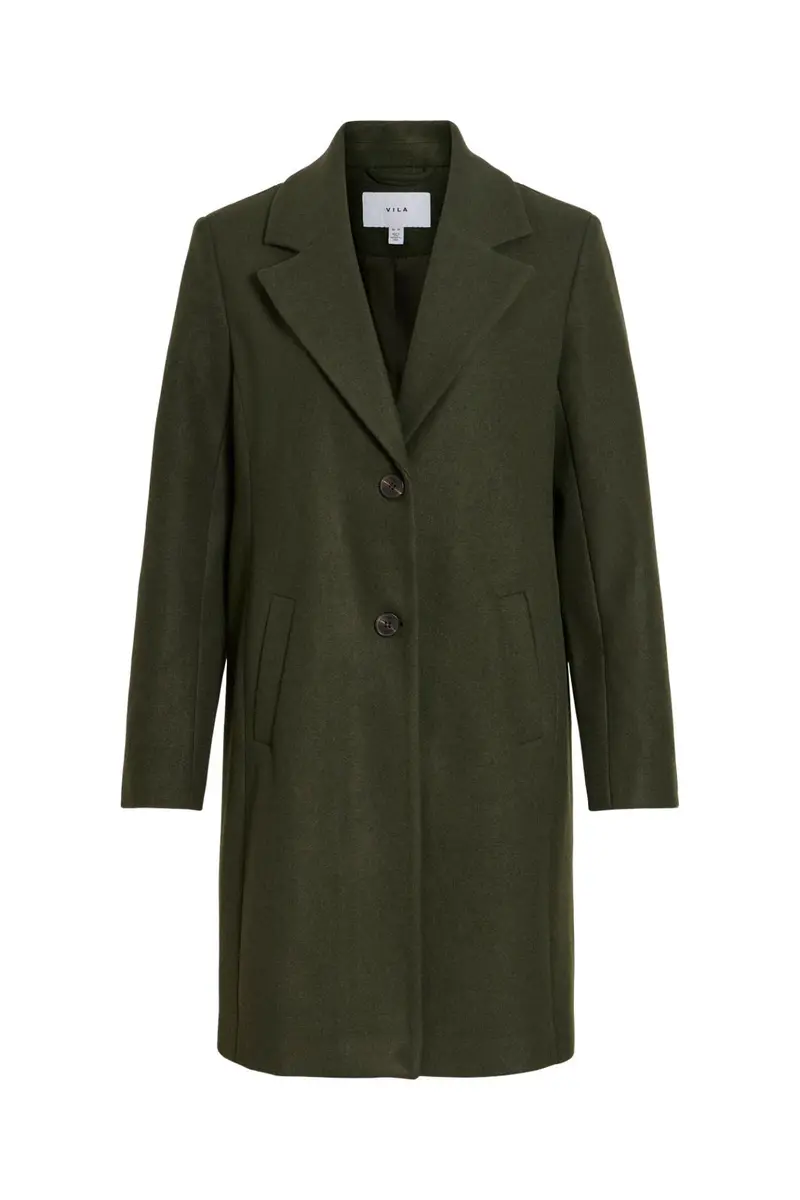 Vila - Viclaudia Button Coat - 5020749 Forest Night Melange