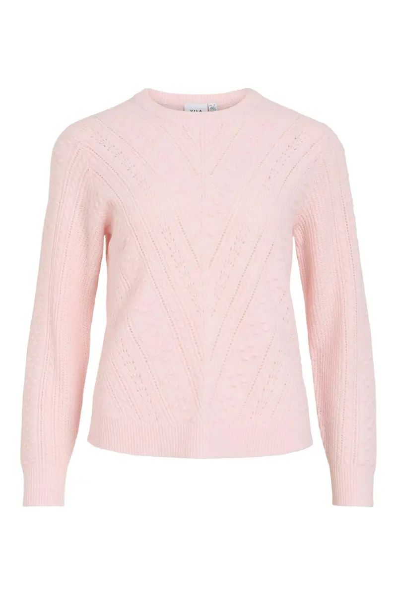 Vila - Vifemia L/S Pointelle Knit Top/Pb - 5113517 Ballet Slipper
