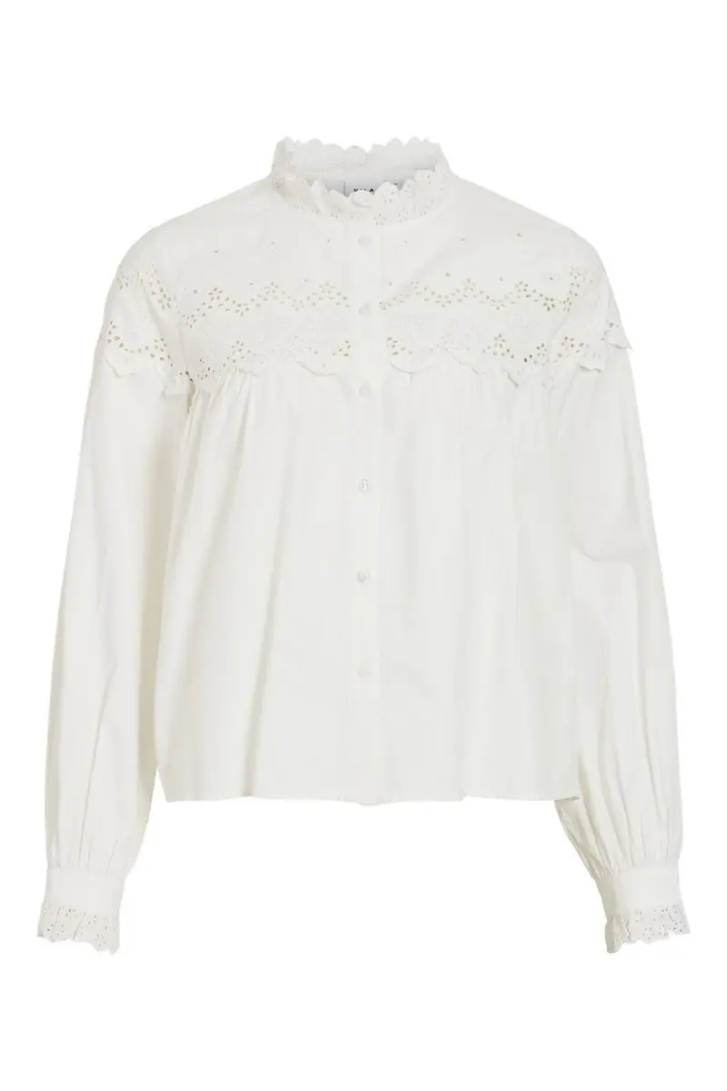 Vila - Vifima L/S Frill Shirt/Ls - 5135059 Snow White