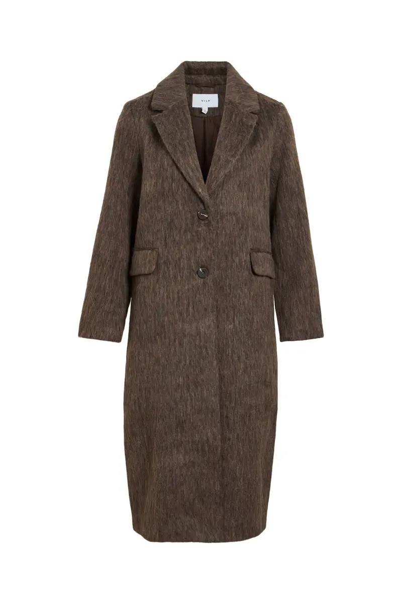 Vila - Vihaari L/S Coat - 5022126 Dark Natural Melange