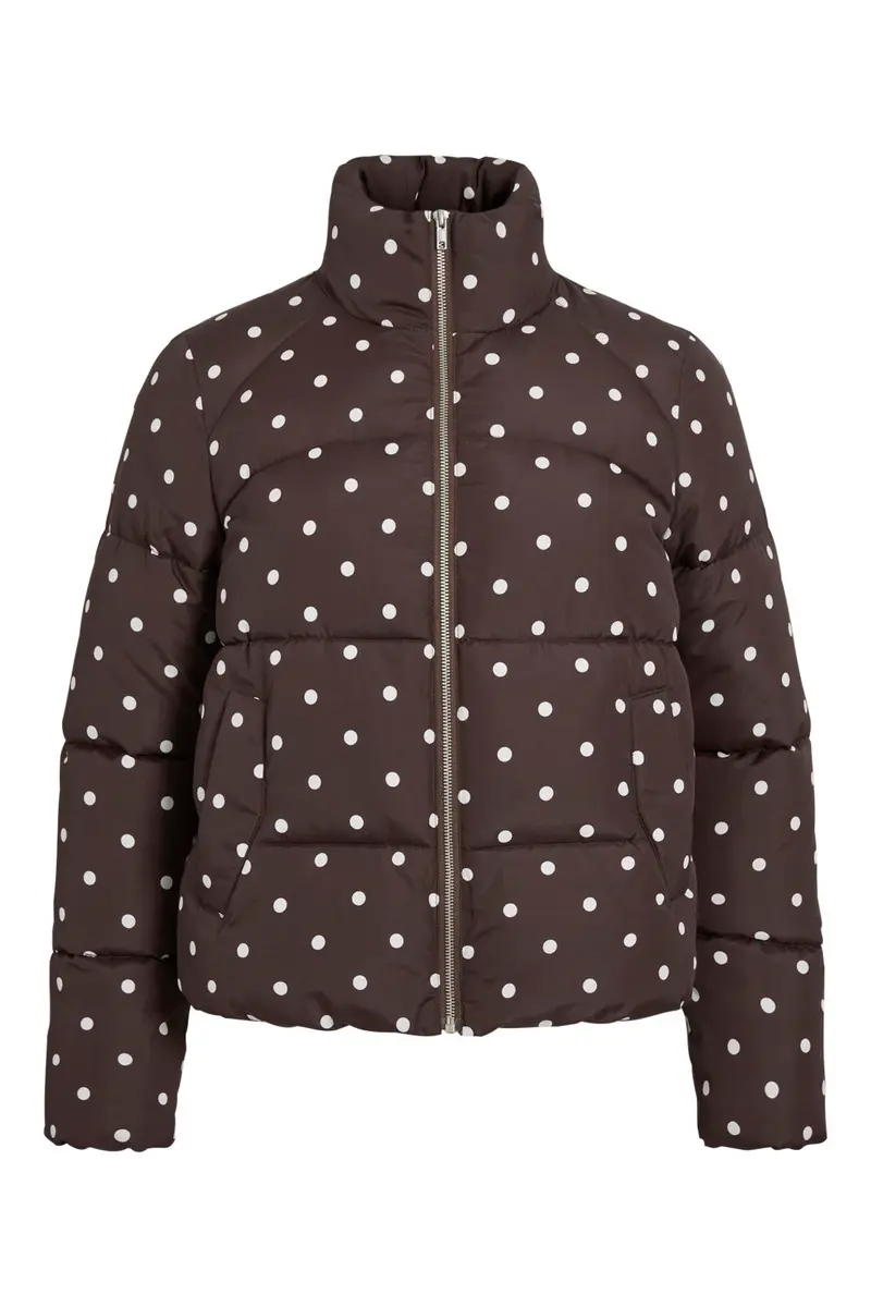Vila - Vikarla New Printed Puffer Jacket - 5072383 Coffee Bean White Dots