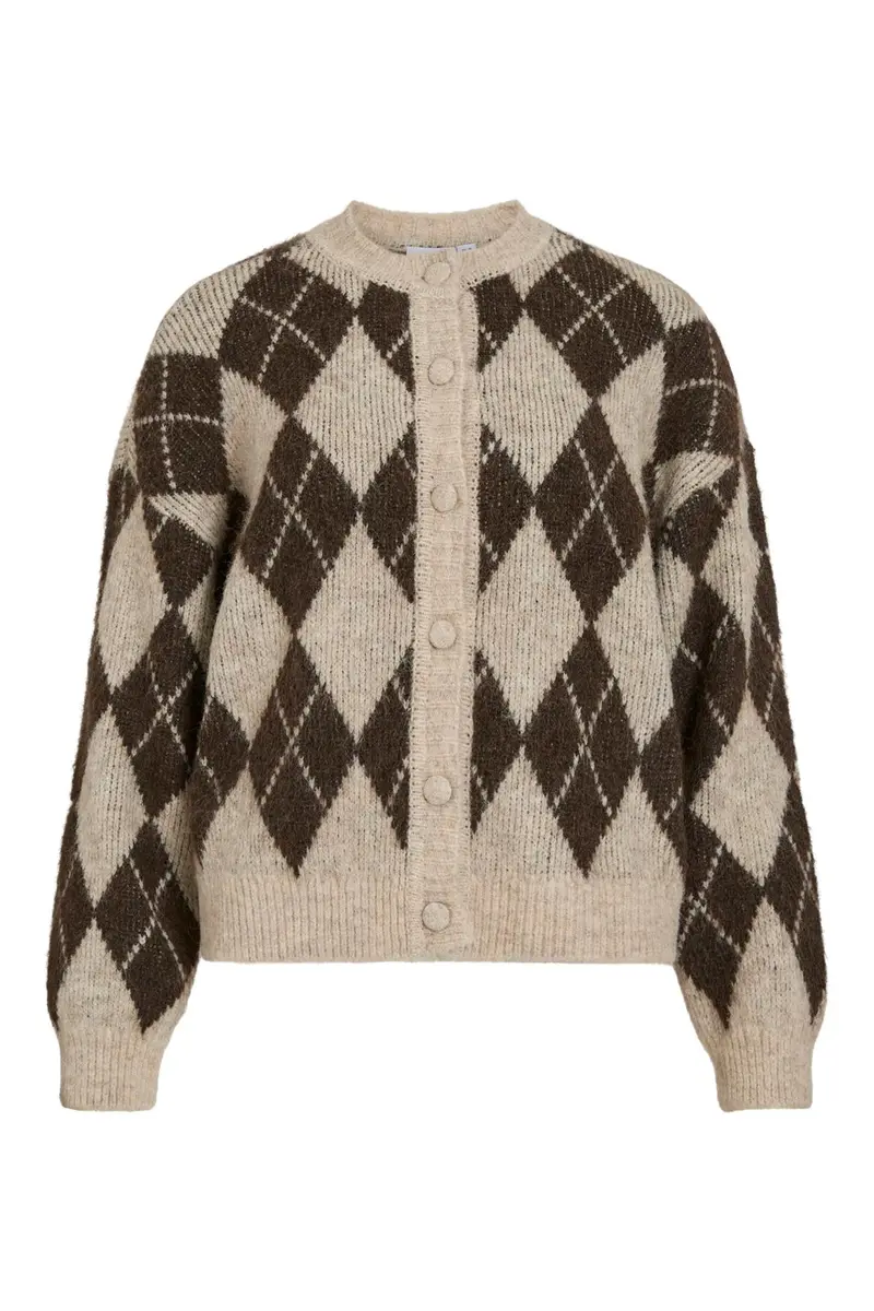 Vila - Vikarley L/S Button Detail Cardigan - 5102144 Natural Melange Falcon