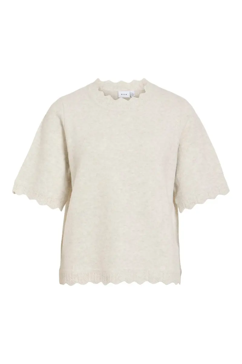 Vila - Vinikolina O-Neck 2/4 Knit Top - 5106380 Super Light Natural Melan