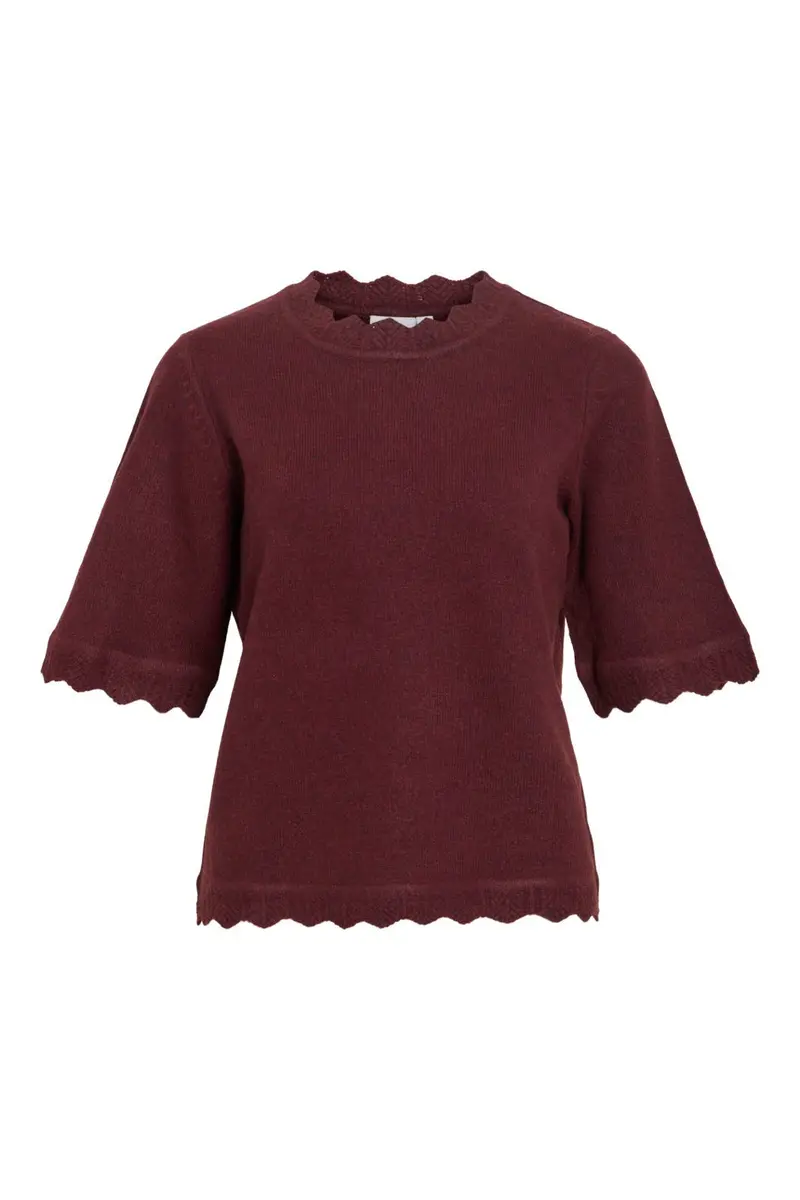 Vila - Vinikolina O-Neck 2/4 Knit Top - 5111519 Port Royale Melange