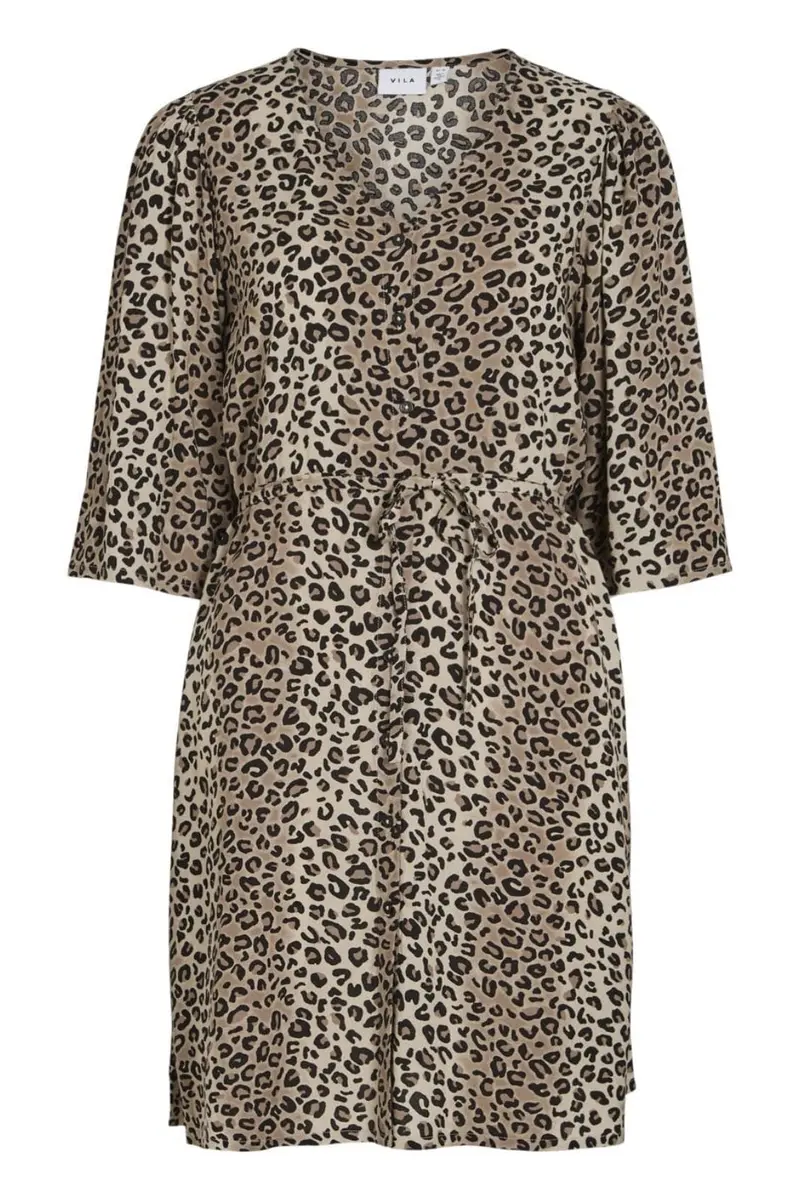 Vila - Violine 3/4 Button Dress - 4689743 Feather Gray Leo