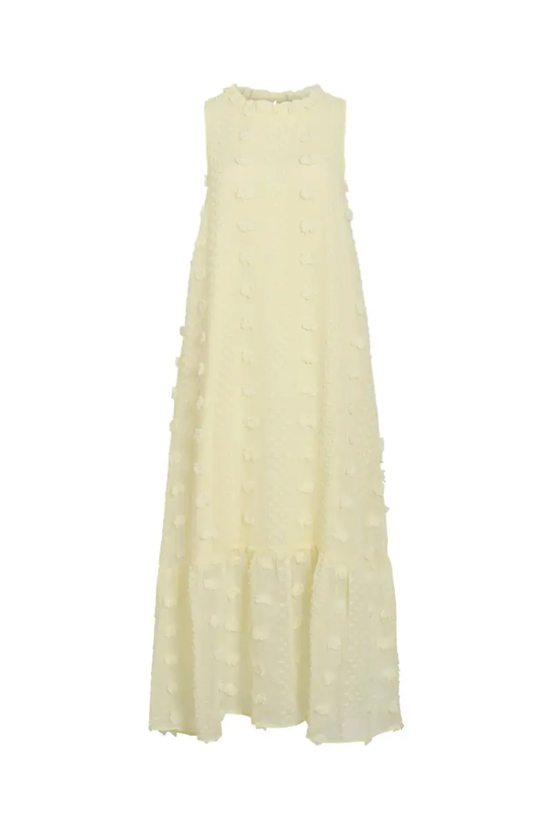 Vila - Vipalma S/L O-Neck Ankle Dress/Dc - 5017436 Pastel Yellow