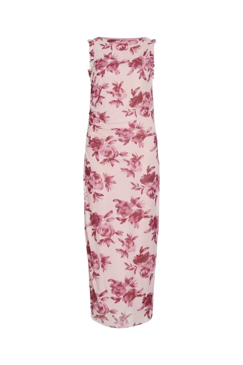 Vila - Virikke S/L Ankle Dress/1/Ka - 5003313 Cherry Blossom Dark Flower