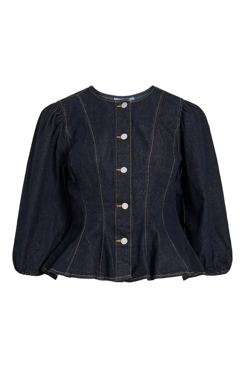 Vila - Virose 3/4 Balloon Top - 5166875 Dark Blue Denim