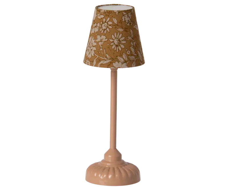 Vintage gulvlampe, mus, mørk pudder