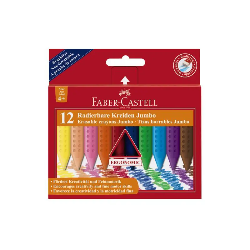Viskbare jumbo farvekridt, 12 stk