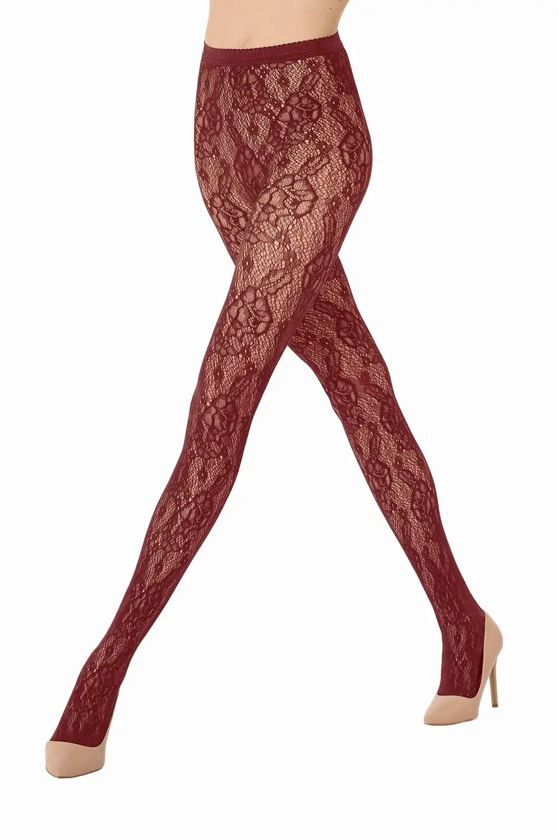 Wolford - Infinite Rose Net Tights 19478 - 3265 Bordeaux