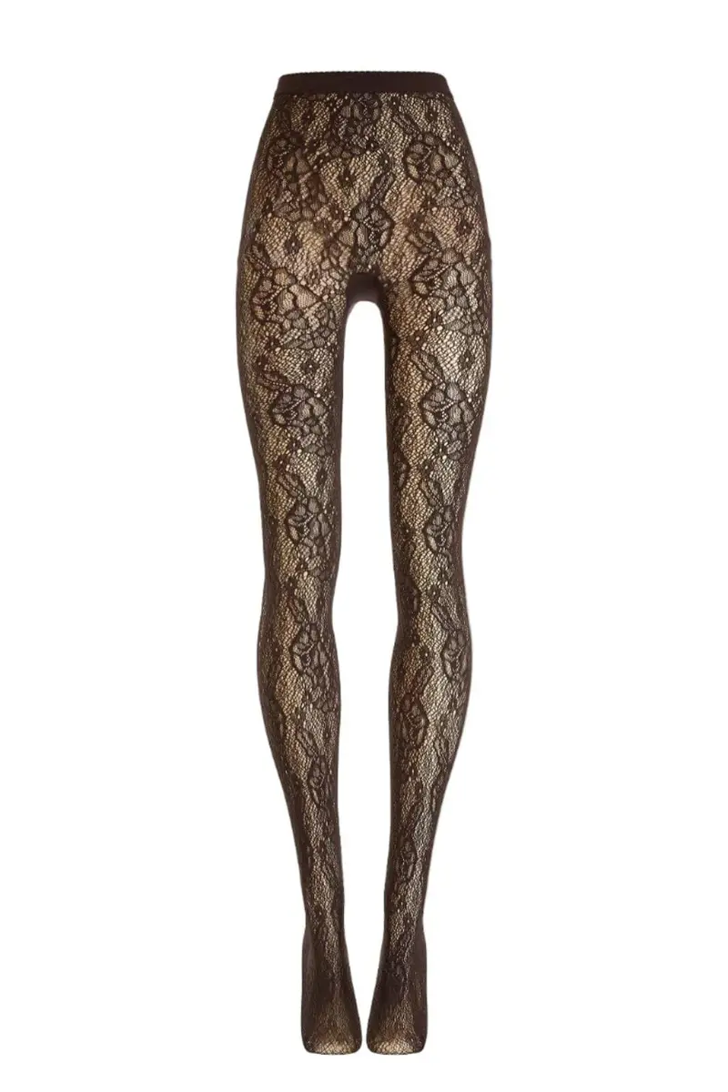Wolford - Infinite Rose Net Tights 19478 - 4870 Dark Wood